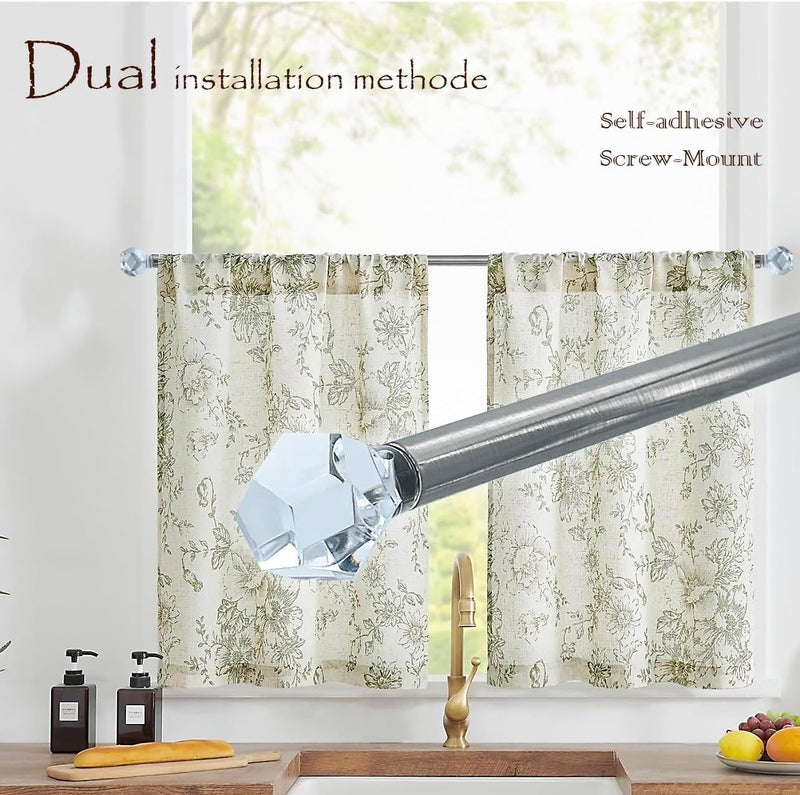 ARNORX 3/8" French Door Curtain Rods with Clear Faceted Ball End Finial, Tier Curtain Rods, 2 PCS, 16 to 28 Inch. (Satin Nickel, 16-28 Inch) - Image 5
